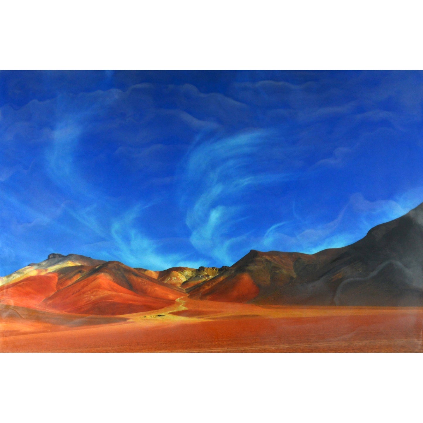 Road to Mars - Photo Encaustic - Bolivia High Desert - 48"W x 32"H